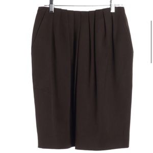 MICHAEL KORS Brown Wool Pleated Pencil Skirt
